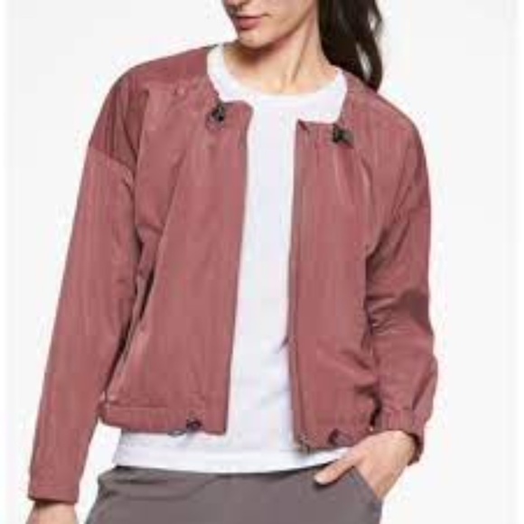 Athleta  Sz M Chill Bomber Cropped Full Zip Water Resistant Windbreaker Jacket - Picture 1 of 12